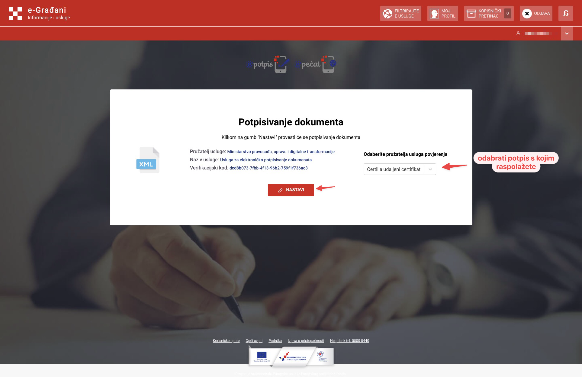 Potpisivanje - korak 2