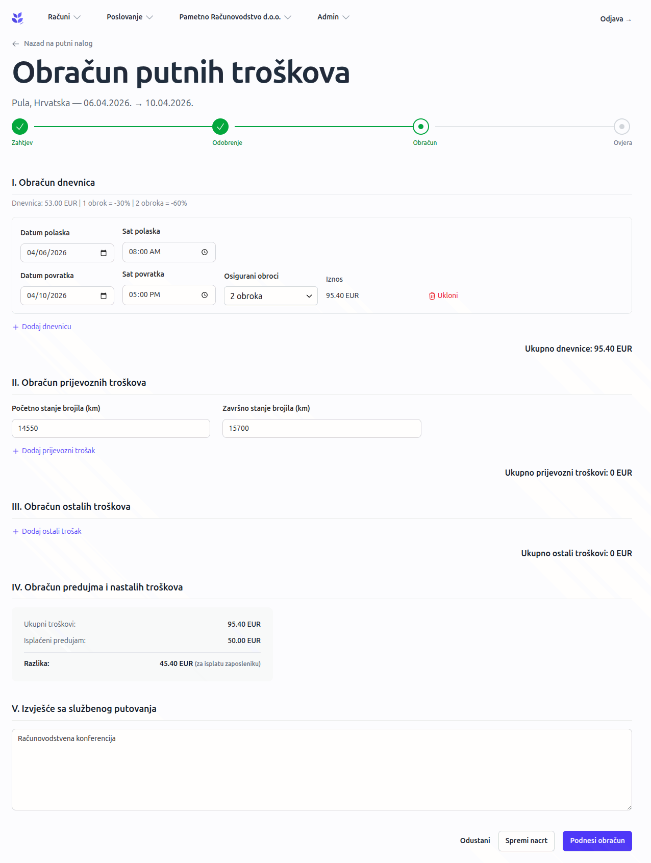 Obračun putnih troškova